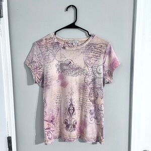 ✨20% Off Sale✨Xcit u.s.a light pink bedazzled letter print short sleeve top